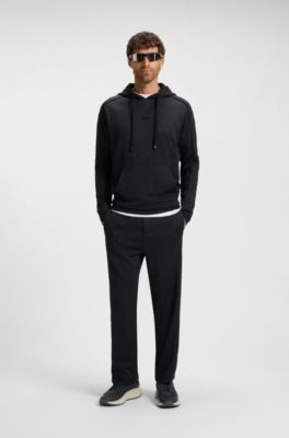 Regular-fit hoodie with quilted jacquard, Dark Blue
