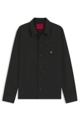 Oversized-fit shirt with stacked-logo badge 1