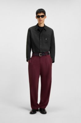 Oversized-fit shirt with stacked-logo badge, Black