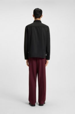 Oversized-fit shirt with stacked-logo badge, Black