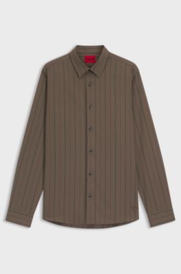 Relaxed-fit shirt in brushed cotton flannel, Grey