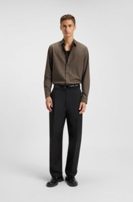 Relaxed-fit shirt in brushed cotton flannel, Grey