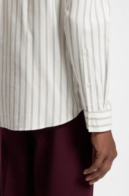 Relaxed-fit shirt in brushed cotton flannel, White Stripes