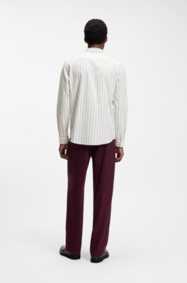 Relaxed-fit shirt in brushed cotton flannel, White Stripes