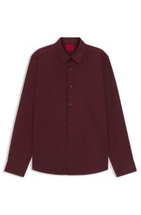 Relaxed-fit shirt in brushed cotton flannel, Dark Red