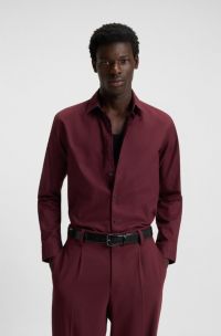 Relaxed-fit shirt in brushed cotton flannel, Dark Red