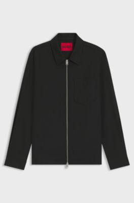 Regular-fit shirt with two-way zip, Black