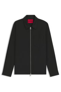 Regular-fit shirt with two-way zip, Black