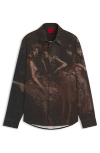 HUGO x apoh oversized-fit shirt in cotton with ballerina print, Patterned