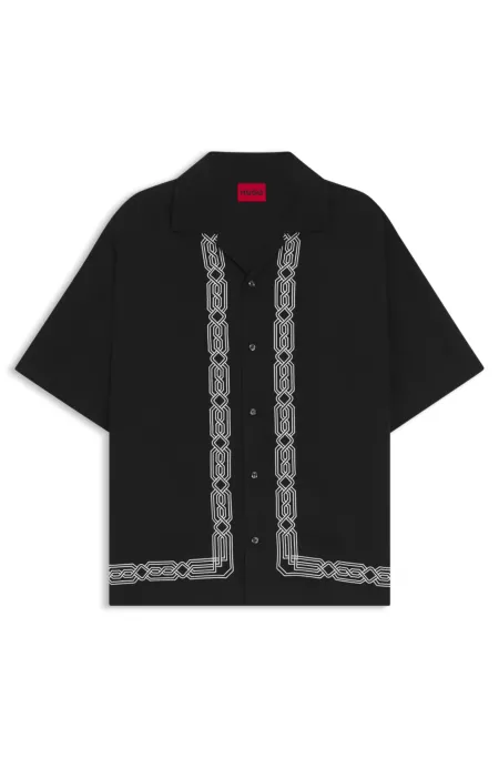 Oversized-fit shirt with embroidered pattern