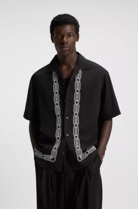 Oversized-fit shirt with embroidered pattern