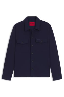 Oversized-fit shirt in cotton-blend twill, Dark Blue