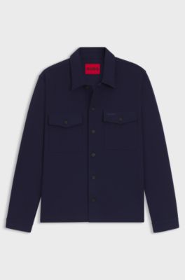 Oversized-fit shirt in cotton-blend twill, Dark Blue