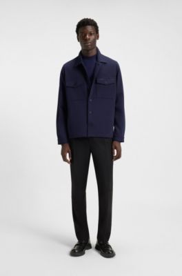 Oversized-fit shirt in cotton-blend twill, Dark Blue