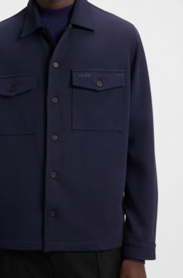 Oversized-fit shirt in cotton-blend twill, Dark Blue