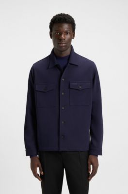 Oversized-fit shirt in cotton-blend twill, Dark Blue