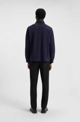 Oversized-fit shirt in cotton-blend twill, Dark Blue