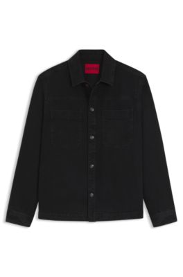 Oversized-fit shirt in cotton denim, Dark Grey