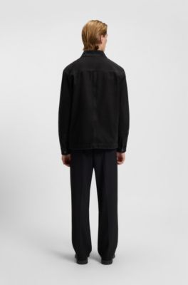 Oversized-fit shirt in cotton denim, Dark Grey