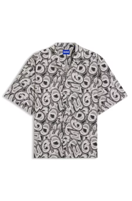 Relaxed-fit shirt in printed cotton poplin