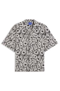 Relaxed-fit shirt in printed cotton poplin, Patterned