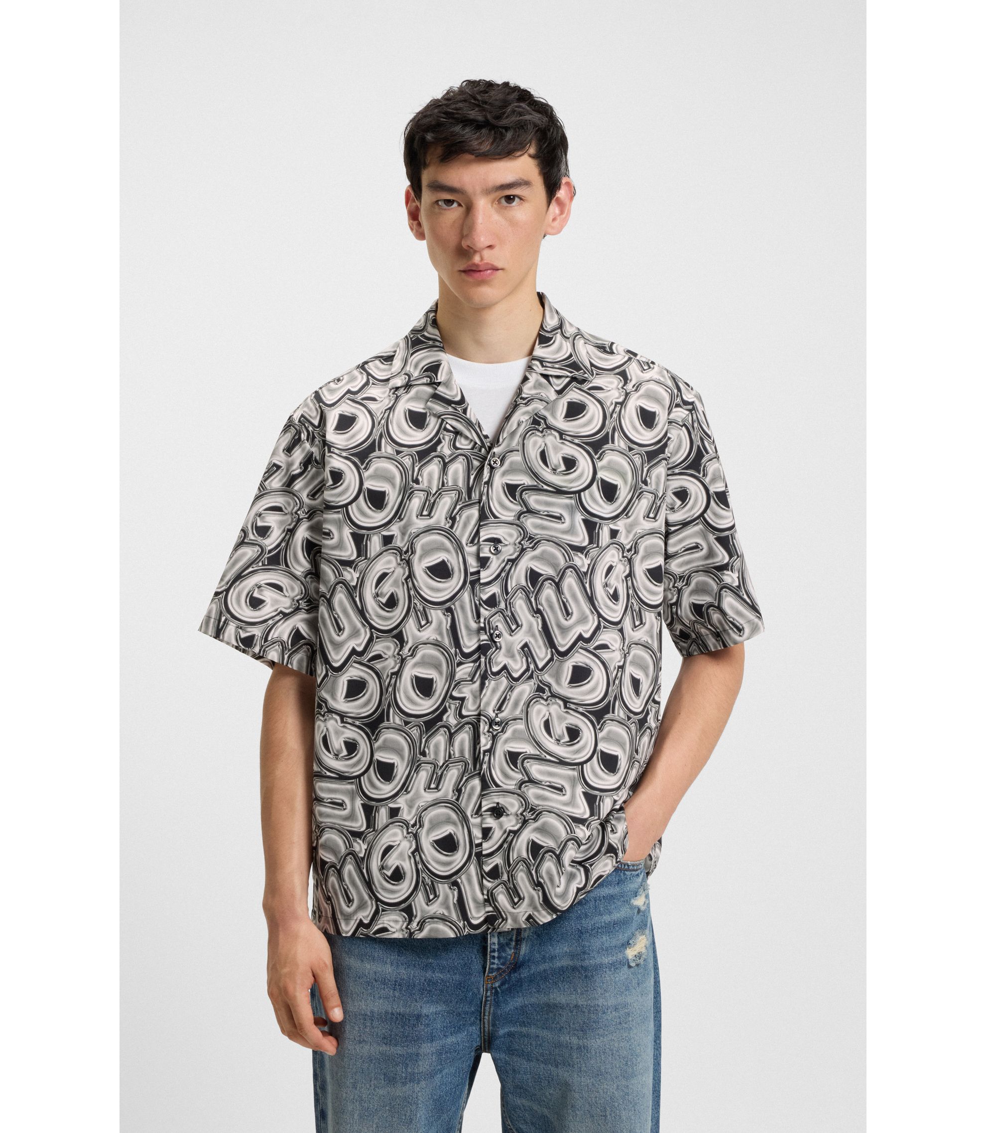 Relaxed-Fit Hemd aus bedruckter Baumwoll-Popeline