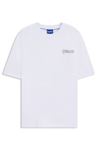 All-gender cotton-jersey T-shirt with logo prints, White