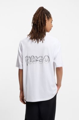 All-gender cotton-jersey T-shirt with logo prints, White