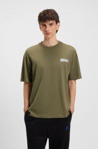 All-gender T-Shirt aus Baumwoll-Jersey mit Logo-Prints, Olive