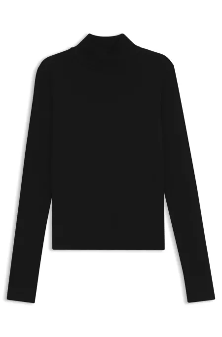 Mock-neck sweater in extra-fine virgin wool