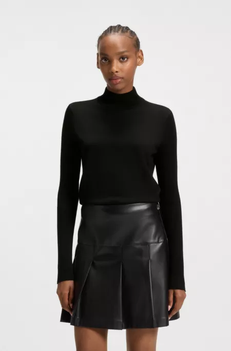 Mock-neck sweater in merino wool
