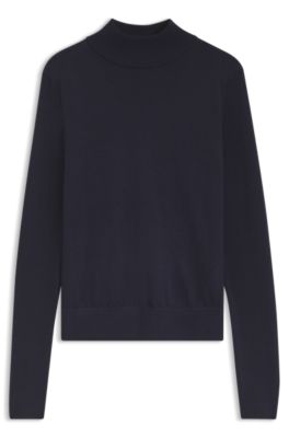 Jersey de lana merina con cuello ingl&eacute;s, Celeste