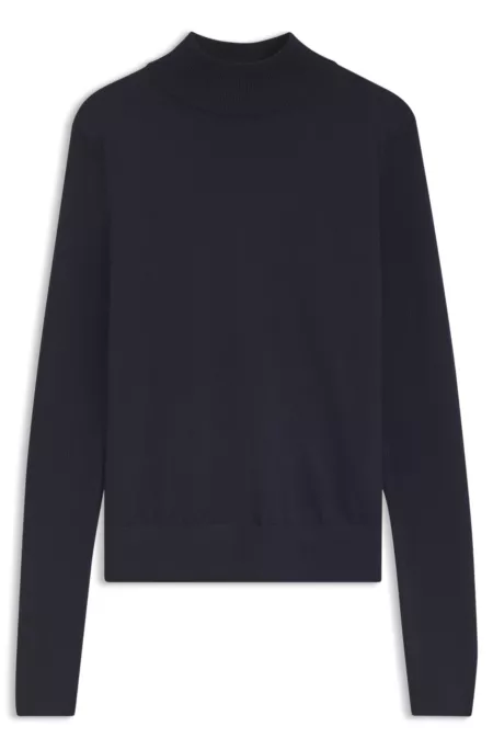 Mock-neck sweater in extra-fine virgin wool