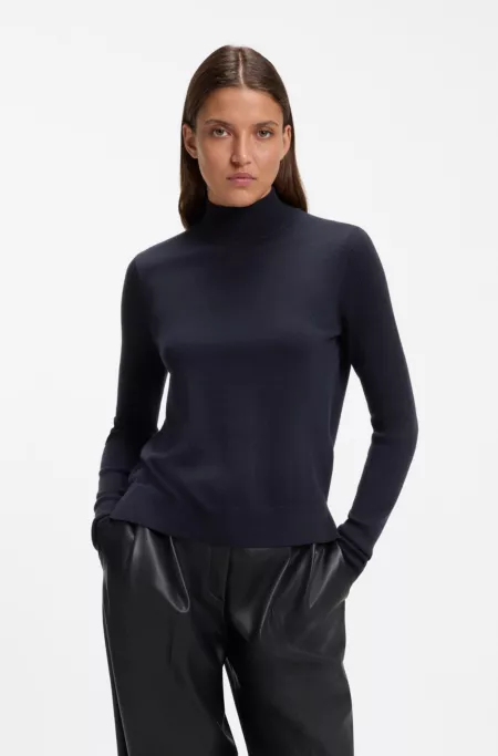 Pull à col montant en laine vierge extra-fine