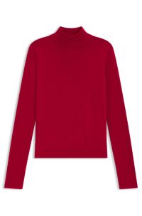 Mock-neck sweater in merino wool, Red