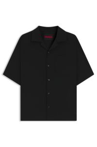 Oversized-fit shirt in wool-blend twill, Black