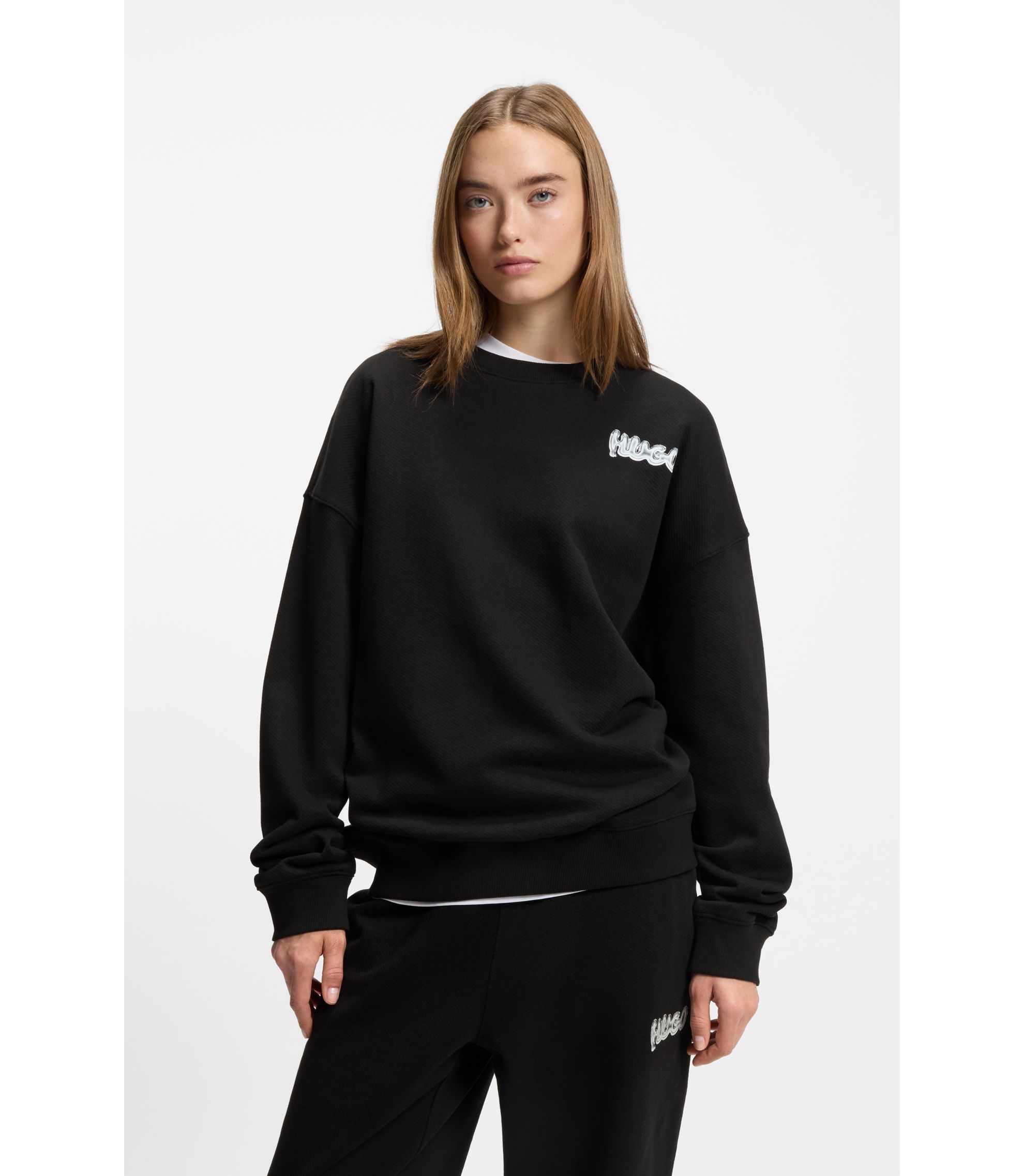 HUGO - オールジェンダー コットンテリー スウェットシャツ ロゴ