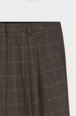 Modern-fit trousers in checked stretch cloth, Beige Patterned
