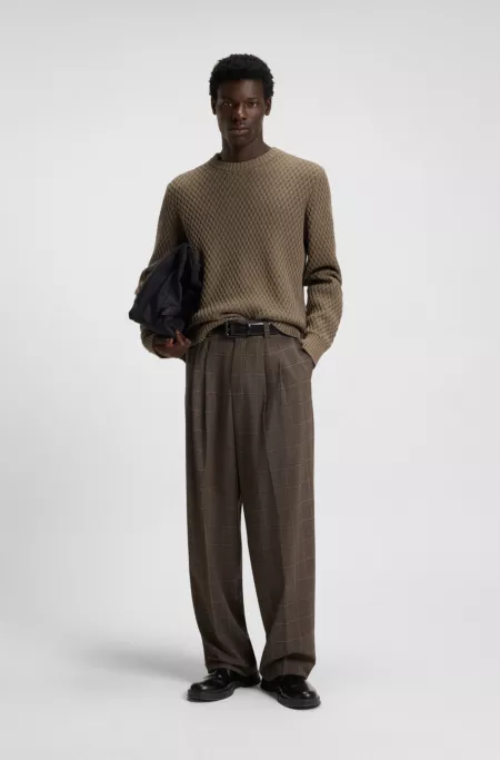 Modern-fit trousers in checked stretch cloth
