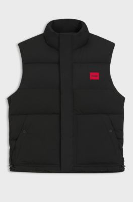 Water-repellent gilet with logo badge, Black