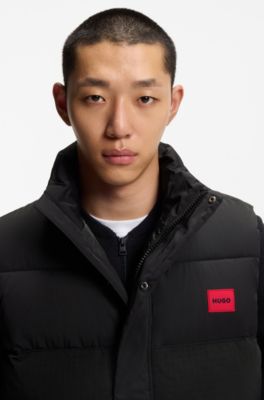 Water-repellent gilet with logo badge, Black