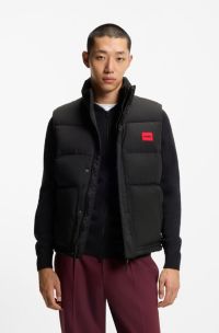 Water-repellent gilet with logo badge, Black