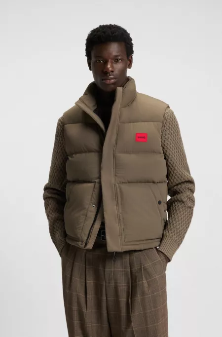 Doudoune sans manches déperlante à badge logoté