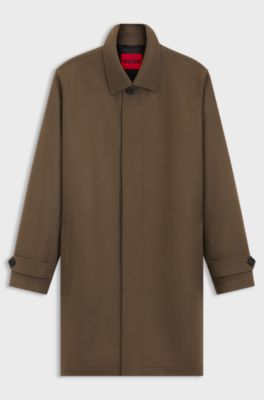 Car coat in a wool blend, Dark Brown