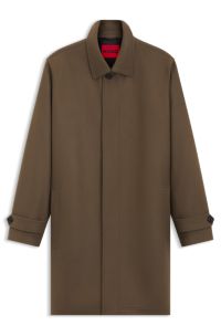 All-gender car coat in a wool blend, Dark Brown