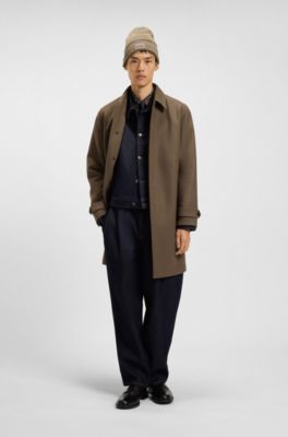 Car coat in a wool blend, Dark Brown