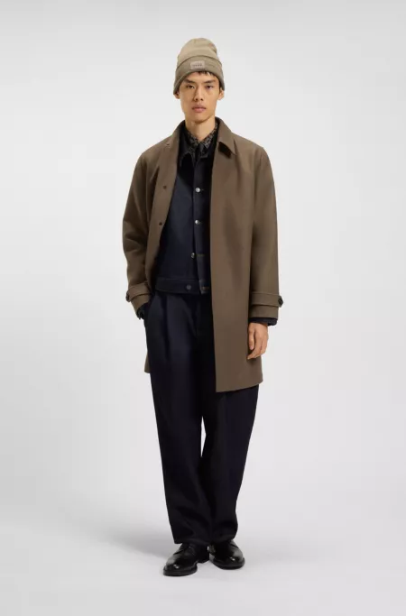 All-gender car coat in a wool blend