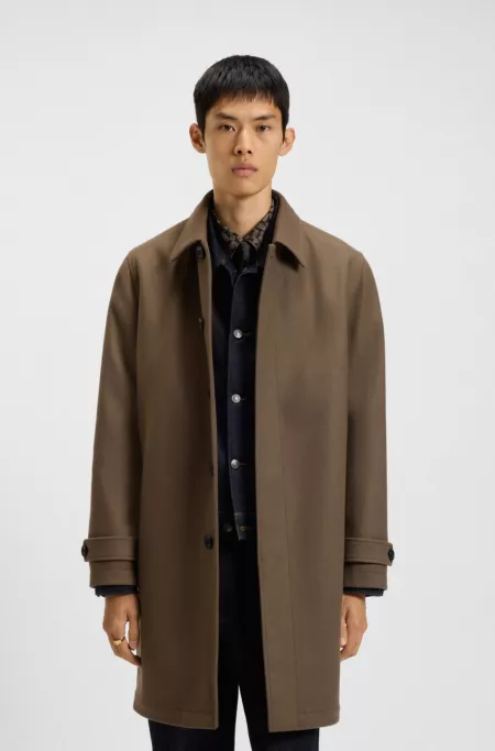 All-gender car coat in a wool blend