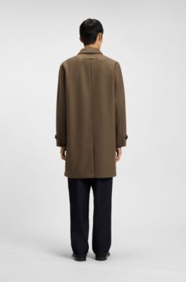 Car coat in a wool blend, Dark Brown