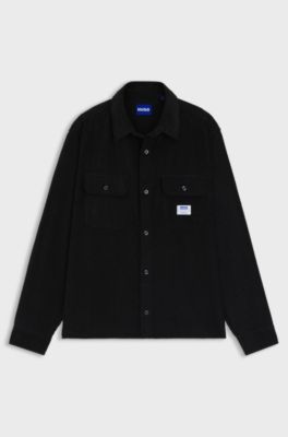 Oversized-fit shirt in cotton corduroy, Black